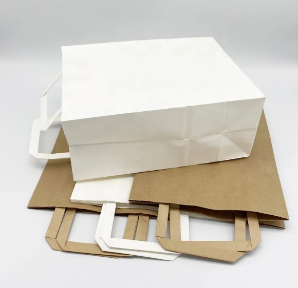 Плоские ручки многоразовые бумажные пакеты для покупок Ресторан