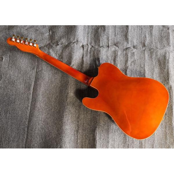 Custom orange TL hollow body f hole ebony fingerboard gold bridge electric guitar musical instrument shop
