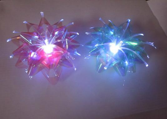Iridescent film Optical Fiber LED Ribbon Bow , 3.75 Lighting LED Gift Bow
