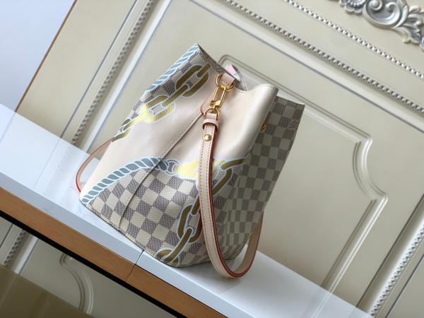 O rosa branco Damier Azur Canvas LV marcou o saco da cubeta de Bag NéONoé milímetro do mensageiro