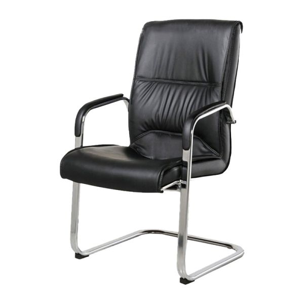 Low Back Meeting PU Leather Office Chair Black Visitor Synthetic Leather Chair