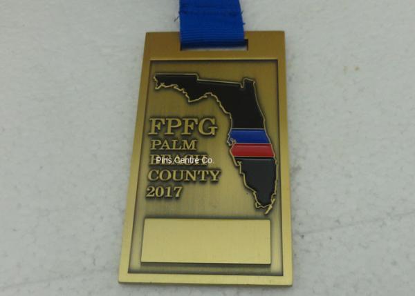 Ancient Bronze Metal Enamel Medal for Marathon Sports With Gold Finishing