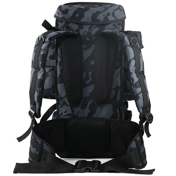 Outdoor Beach Hiking Camping 70L Black Color Backpack with Zipper Hasp Closure
