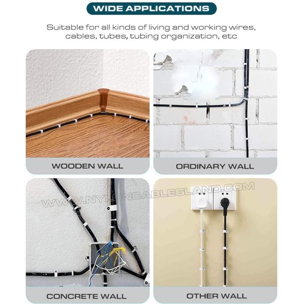 Double Nail Cable Clips (Double Nail Pipe Clips), Round Type, Two Steel Nails, Polyethylene, White/Black, 30mm~50mm, For Large Cables
