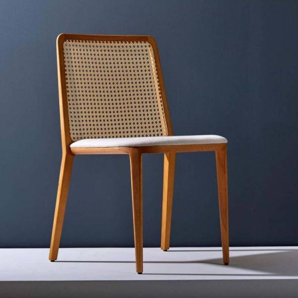 Solid Wood Frame Dining Rattan Chair Modern Nordic Design with Cherry Wood