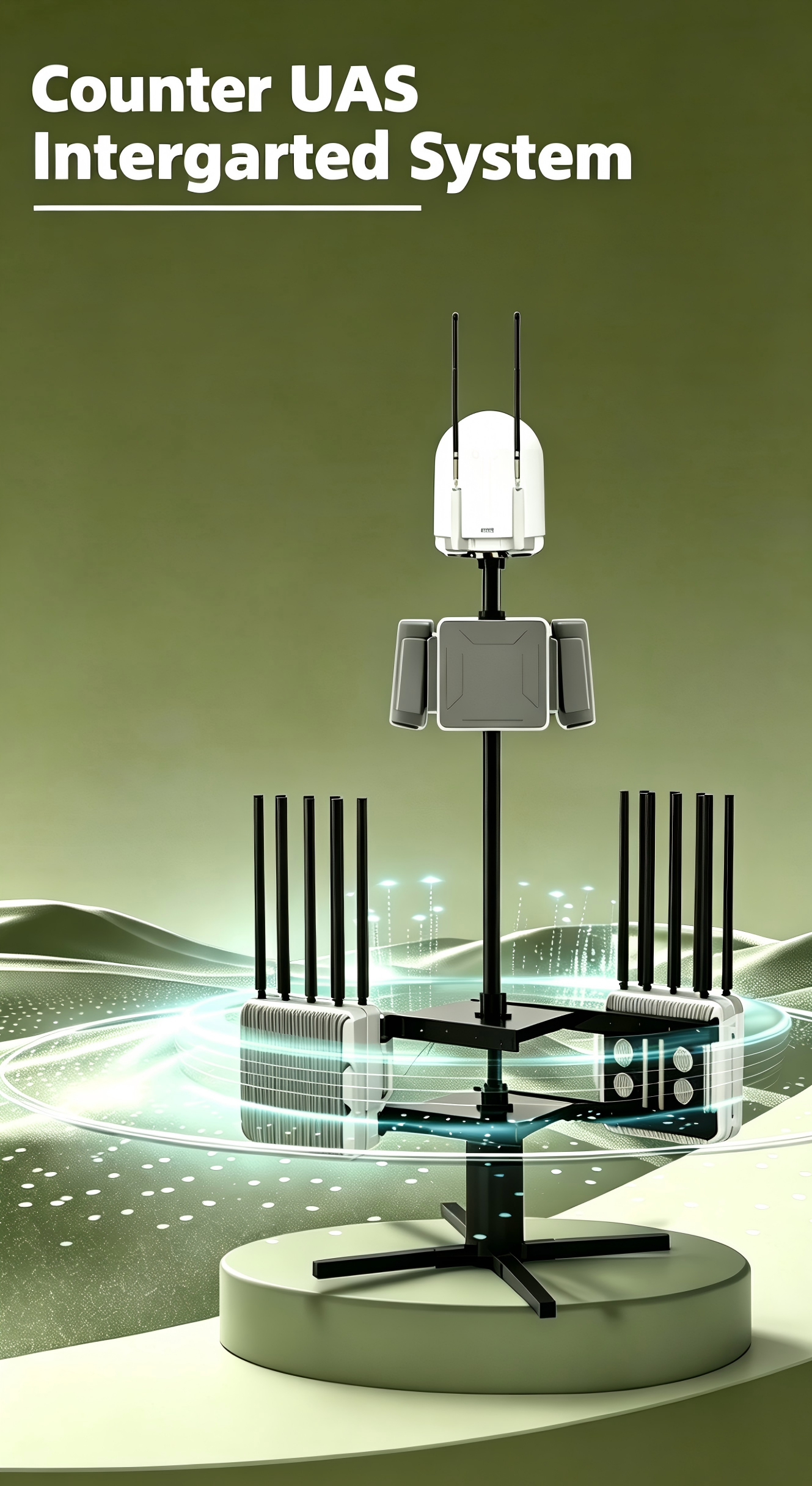 70MHz-6GHz RF Detection Omnidirectional Jamming GNSS Spoofing Counter UAS Intergarted System