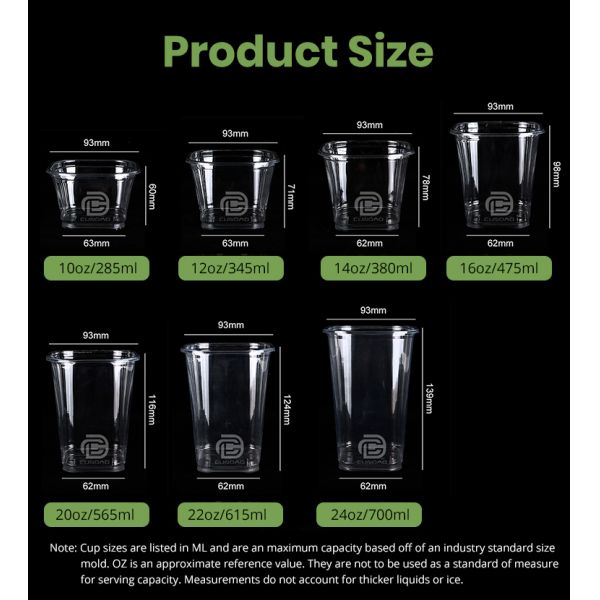 Wholesale 16oz 20oz 22oz 24oz Square PET Clear Plastic Cup with Lids
