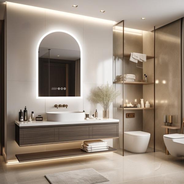 5mm Hotel Bathroom Mirror 36x48 Inch Arch LED Mirror Customized