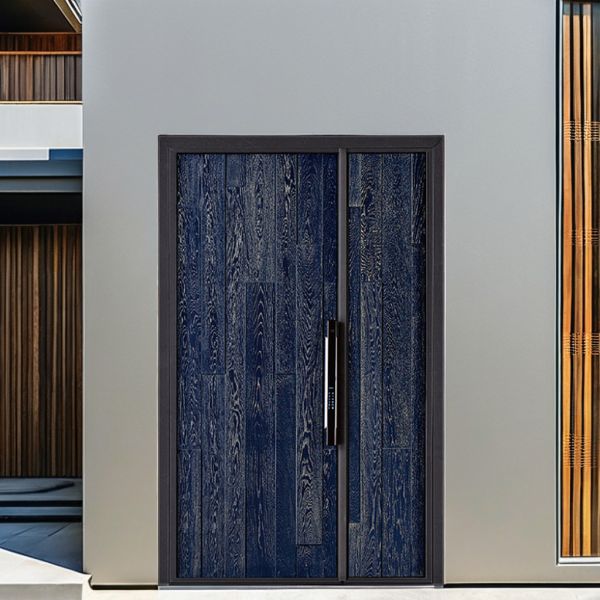 Fireproof Villa Fingerprint Security Door Soundproof Anti Theft Swing Open Design