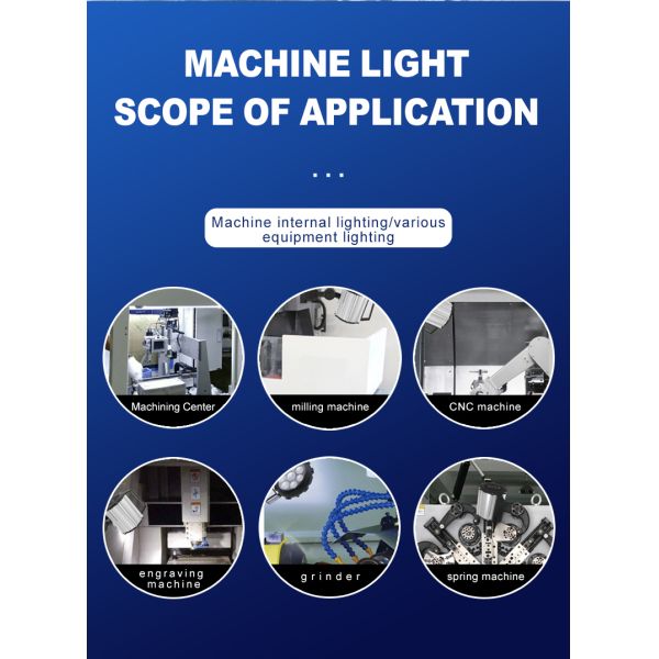 Lámpara de trabajo de cuello de cisne a prueba de explosiones, luz de trabajo LED impermeable para máquinas, brazo largo 24V 110V 220V