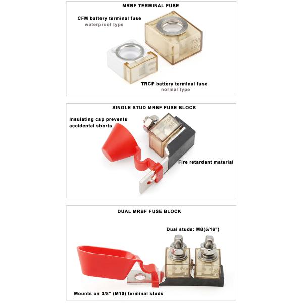 Ignition Protected Marine Rated Battery Terminal Fuse 58VDC Maximum IP66 Waterproof 30A-300A Loads