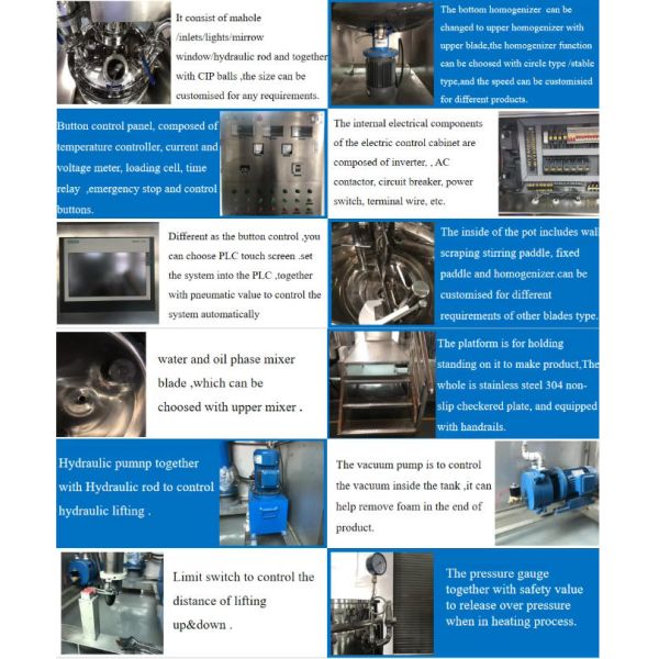 High Shear Vacuum Mixer Petroleum Jelly Paraffin Petrolatum Making Emulsifier Machine