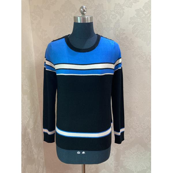 Stockpapa 2 Colors Casual Ladies Striped Sweater For Winter