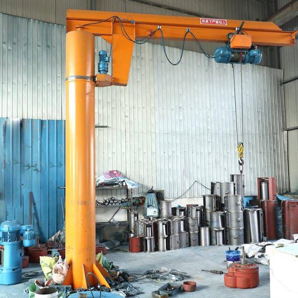 Warehouse Floor Mounted Jib Crane 360 Degree Rotation With Electric Hoist