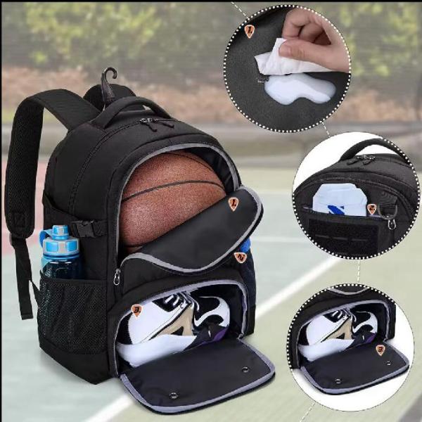 Custom Waterproof Basketball Bag Sports Backpack With Separate Ball Holder & Shoes Compartment
