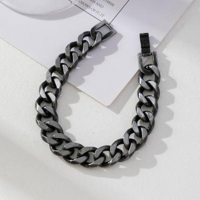 Hot Sale Men Metal Gun Black Chain Bracelets Miami Cuban Link Chain Bracelet for Men and Women Girls Jewelry Gifts
