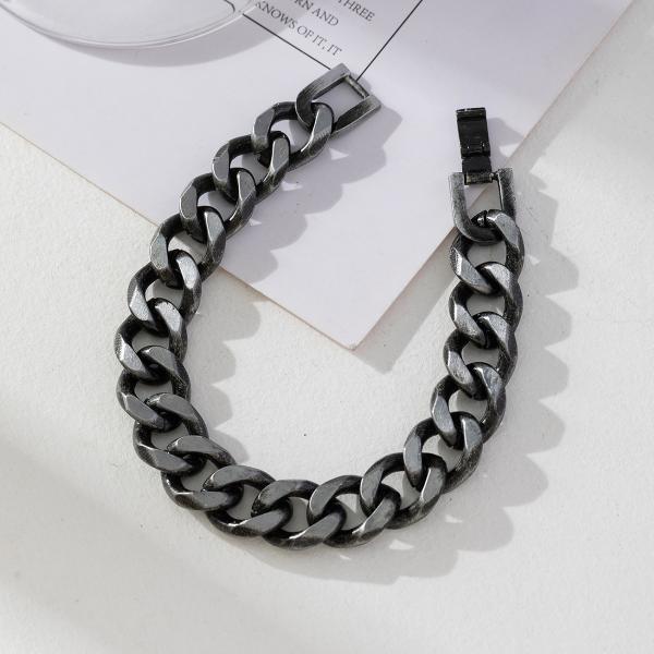 Hot Sale Men Metal Gun Black Chain Bracelets Miami Cuban Link Chain Bracelet for Men and Women Girls Jewelry Gifts