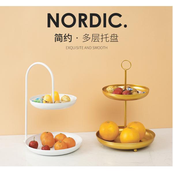 Anti Rust Double Tier 31cm Height Steel Fruit Basket