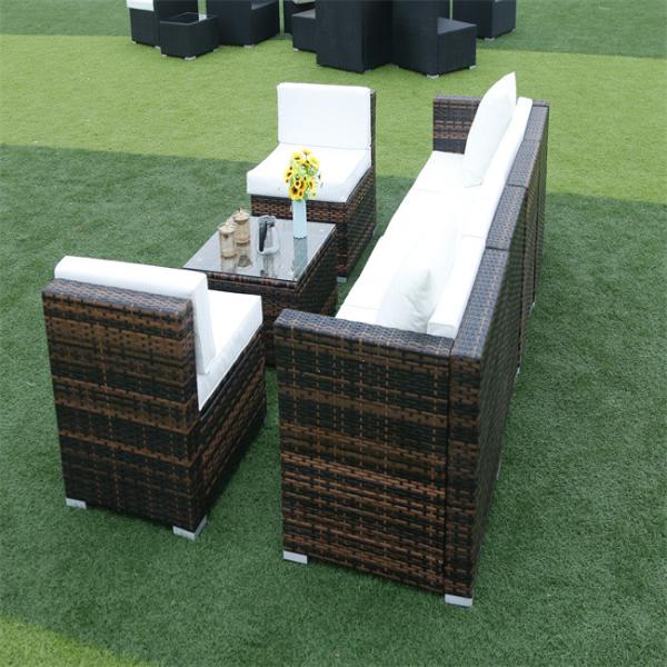 Outdoor Indoor PE Rattan Sofa With Side Sofa , Middle Sofa , Ottoman , Coffee Table Rattan chair furniture set