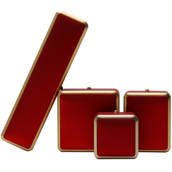 Plastico personalizado pintado con aerosol cuadrado Collar de lujo anillo rojo LED caja de joyas hecha a mano