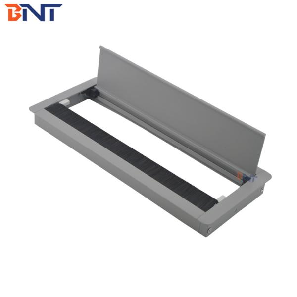 full aluminum furniture wire outlet rectangular cable desk grommet box/flip up aluminum cable cubby box with brush