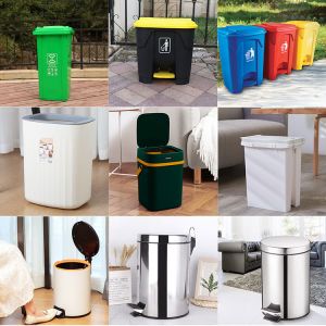 Bathroom Heavy Duty Wheeled Trash Can Black Rolling Trash Can