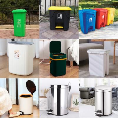 Bathroom Heavy Duty Wheeled Trash Can Black Rolling Trash Can