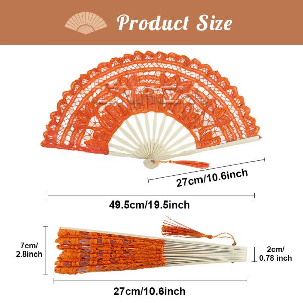 High Quality 27cm Custom Lace Wedding Hand Fans with Bamboo Handle