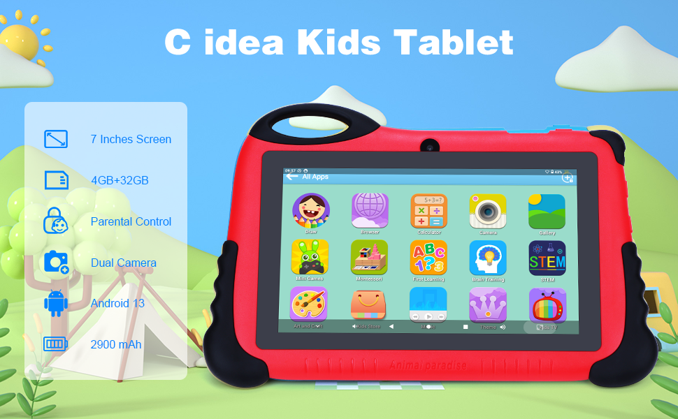 C Idea 7-дюймовый детский учебный планшет с Android 13