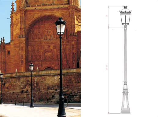 Одноголовый литый железный садовый светильник