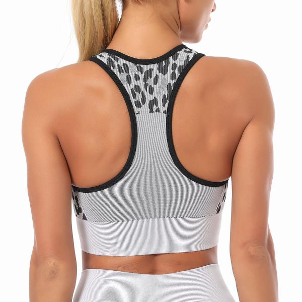 Seamless knit leopard print breathable top sports running vest fitness yoga bra woman