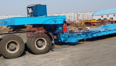 3 Line 6 Axle Front Loading Low Bed Trailer , Gooseneck Hydraulic Detach Lowboy Trailer
