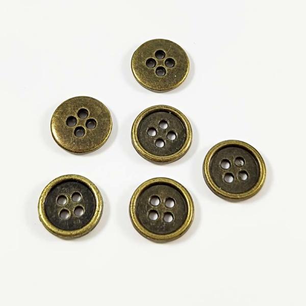 Custom 4 Holes Metal Clothing Buttons Antique Brass Color Bulk Fashion Apparel