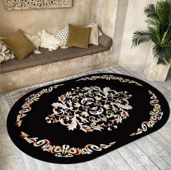 Bohemian Style Ellipse Crystal Velvet Living Room Floor Carpets 160*230cm For Sofa