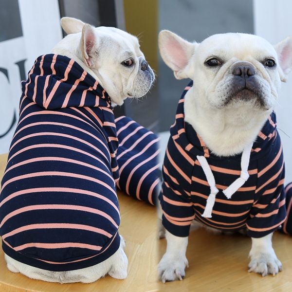 Durable Custom Dog Hoodie Breathable Striped Dog Hoodie Polyester Material Pet Clothing