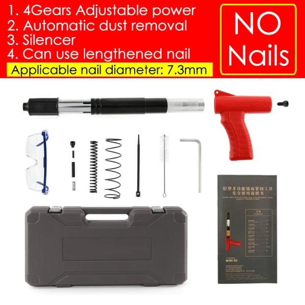 Blue Portable Hand Fastening Tool Mini Power Nail Gun with Adjustable Force