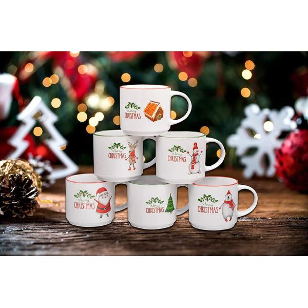14oz Ceramic Coffee Milk Mug Porcelain White Christmas Coffee Mug with Cute Design