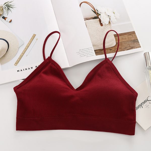 Strap Wrapped Ladies Wear Sexy Beautiful Back Small Chest Short Vest to Prevent Exposure With Chest Pad Tube Top Sports Bra