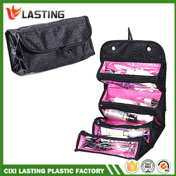 Travel Cosmetic  Makeup Bag Hanging Rolling Toiletry Organizer Black