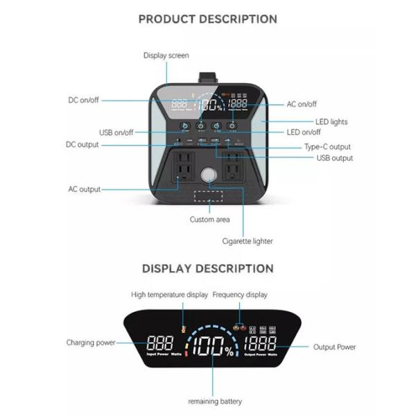 Мобильная портативная электростанция для кемпинга 1000 Вт