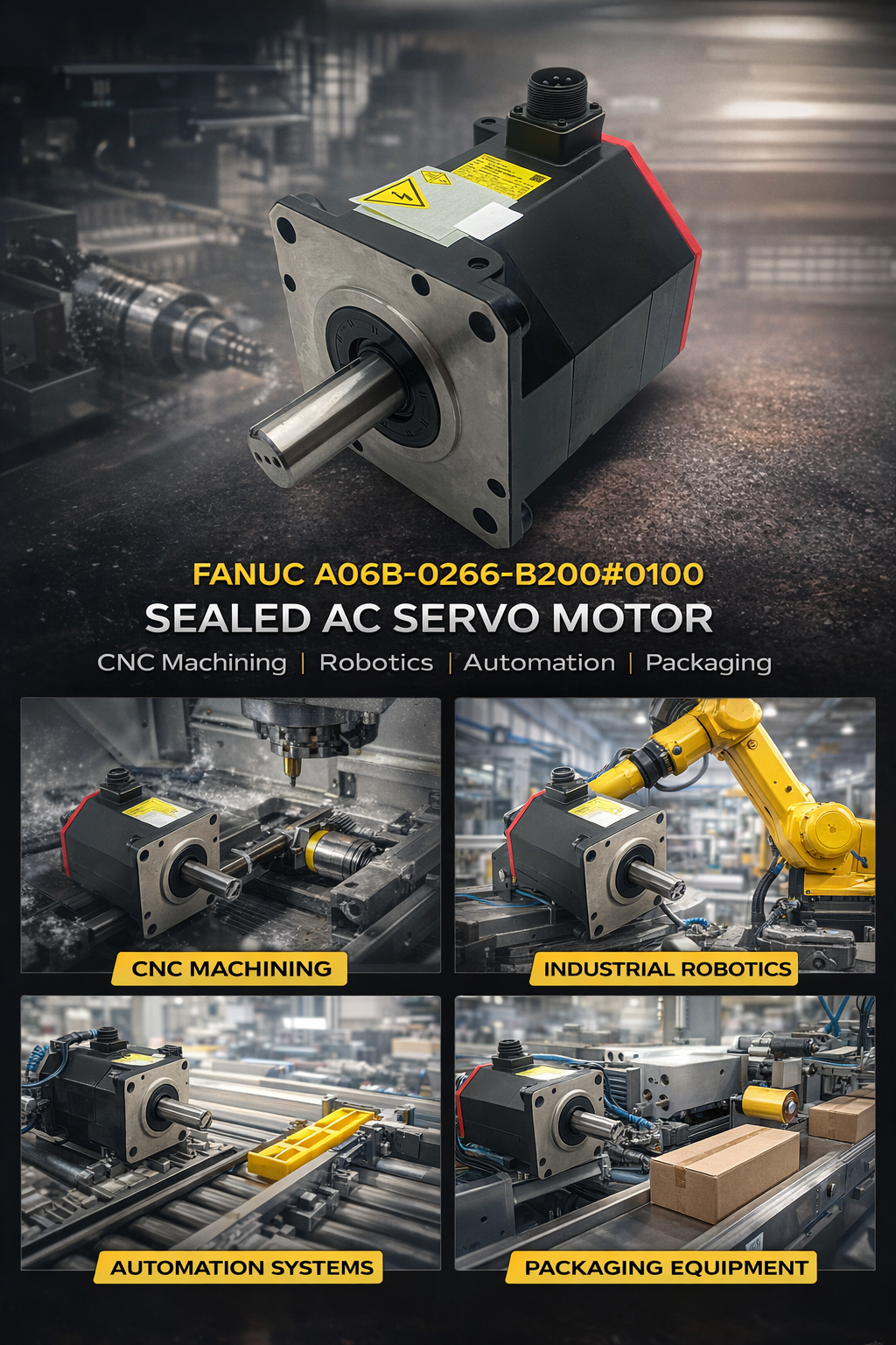 A06B-0266-B200#0100 AC Servo Motor A06B0266B200#0100 Fanuc New In Stock