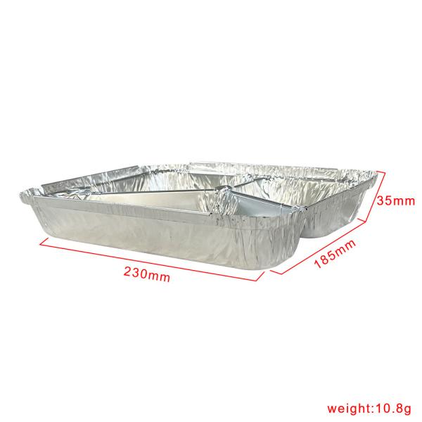 Aluminum To Go Packaging Lunch Box with Customized Disposable 3 Compartment Container