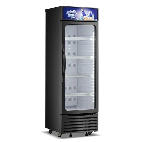 220 - 240V Upright Showcase Cooler With Power Supply 310L Beverage Display Chiller