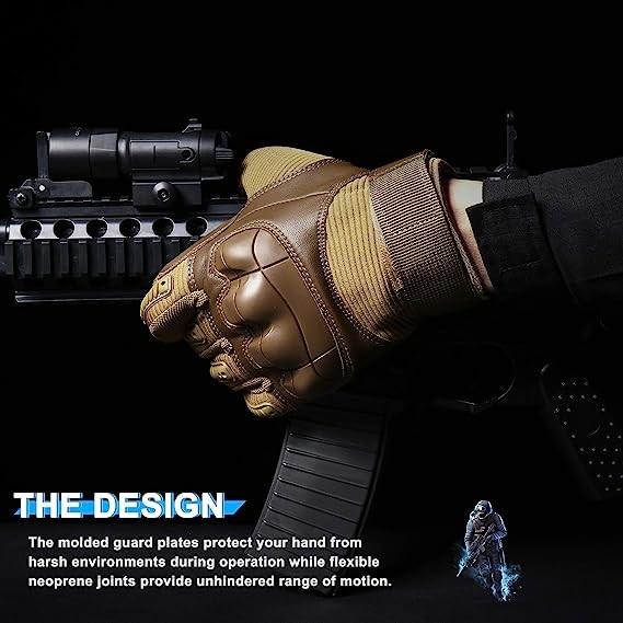 Protective Gear Full Finger Gloves, Motorcycle Tactical Gloves Upgraded Touch Screen Damping Palm Pads Rubber Guard