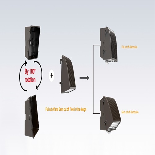 Semi Cut Off All In 1 50000hrs 25w Outdoor LED Wall Pack Light