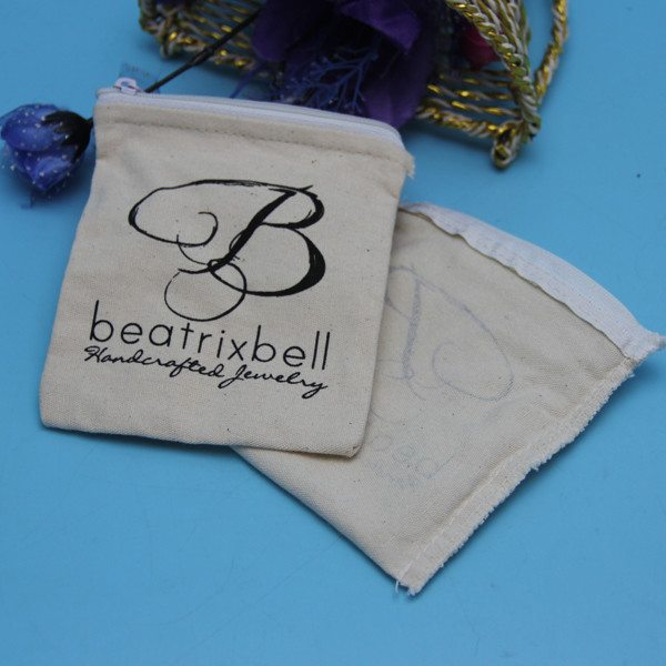 Small Size Natural Color Zipper Makeup Bag , Jewelry Blank Canvas Zipper Pouch