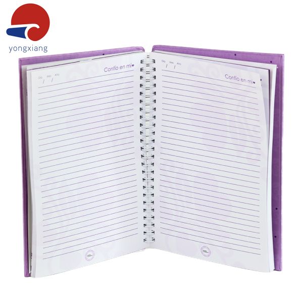 Hardcover Custom Planner Printing Purple A5 Spiral Planner Full Page Planning