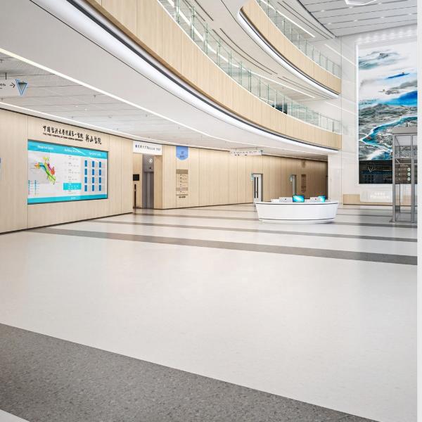 Commercial PVC Flooring Roll Waterproof Anti-Slip School Hospital Shopping Mall Modern Indoor Graphic Solution Plastic