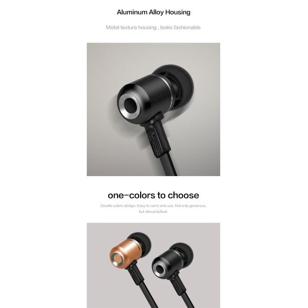 CE RoHs Portable Metal Wired Earphones 10mW Mic Volume Control