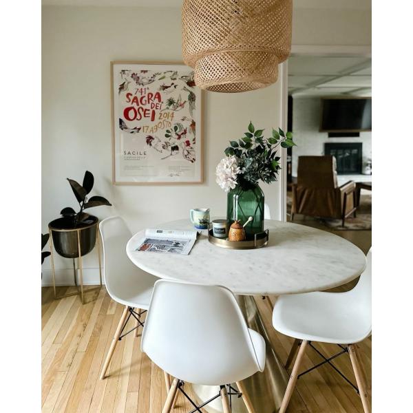 Marble Top Steel Gold Pedestal Tables For Coffee Living Room